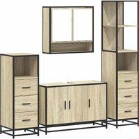 Berkfield Home 4 Piece Bathroom Furniture Set Sonoma Oak Engineered Wood in Light Brown