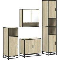 Berkfield Home 4 Piece Bathroom Furniture Set Sonoma Oak Engineered Wood in Light Oak