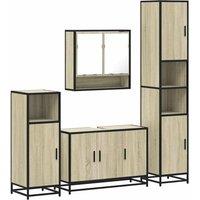 Berkfield Home 4 Piece Bathroom Furniture Set Sonoma Oak Engineered Wood in Tan