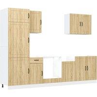 Berkfield Home 7 Piece Kitchen Cabinet Set Kalmar Sonoma Oak Engineered Wood in Brown