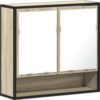Berkfield Home Bathroom Mirror Cabinet Sonoma Oak 65x20x60 cm Engineered Wood in Light Tan | Size: 65 x 20 x 60 cm