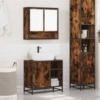 Berkfield Home Durable 2 Piece Bathroom Furniture Set Smoked Oak Engineered Wood in Brown