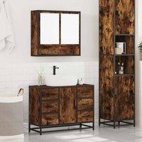 Berkfield Home Durable 2 Piece Bathroom Furniture Set Smoked Oak Engineered Wood in Brown