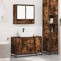 Berkfield Home Durable 2 Piece Bathroom Furniture Set Smoked Oak Engineered Wood in Brown