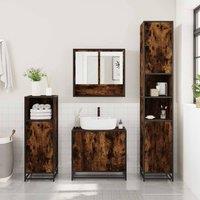 Berkfield Home Durable 3 Piece Bathroom Furniture Set Smoked Oak Engineered Wood in Brown