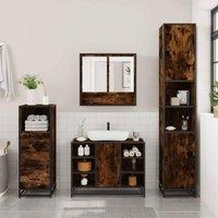 Berkfield Home Durable 3 Piece Bathroom Furniture Set Smoked Oak Engineered Wood in Brown