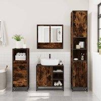 Berkfield Home Durable 3 Piece Bathroom Furniture Set Smoked Oak Engineered Wood in Brown
