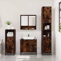 Berkfield Home Durable 3 Piece Bathroom Furniture Set Smoked Oak Engineered Wood in Brown