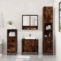 Berkfield Home Durable 3 Piece Bathroom Furniture Set Smoked Oak Engineered Wood in Brown