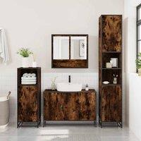 Berkfield Home Durable 3 Piece Bathroom Furniture Set Smoked Oak Engineered Wood in Brown