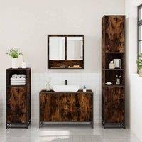 Berkfield Home Durable 3 Piece Bathroom Furniture Set Smoked Oak Engineered Wood in Brown