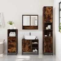 Berkfield Home Durable 3 Piece Bathroom Furniture Set Smoked Oak Engineered Wood in Brown