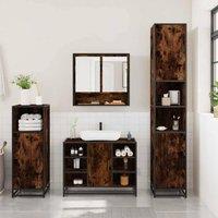 Berkfield Home Durable 3 Piece Bathroom Furniture Set Smoked Oak Engineered Wood in Brown