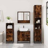 Berkfield Home Durable 3 Piece Bathroom Furniture Set Smoked Oak Engineered Wood in Brown