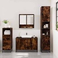 Berkfield Home Durable 3 Piece Bathroom Furniture Set Smoked Oak Engineered Wood in Brown