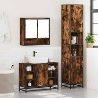 Berkfield Home Durable 3 Piece Bathroom Furniture Set Smoked Oak Engineered Wood in Brown