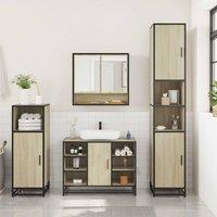 Berkfield Home Durable 3 Piece Bathroom Furniture Set Sonoma Oak Engineered Wood in Natural