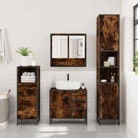 Berkfield Home Durable 3 Piece Bathroom Furniture Set Smoked Oak Engineered Wood in Brown