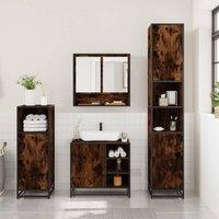 Berkfield Home Durable 3 Piece Bathroom Furniture Set Smoked Oak Engineered Wood in Brown