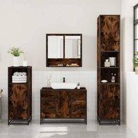 Berkfield Home Durable 3 Piece Bathroom Furniture Set Smoked Oak Engineered Wood in Brown