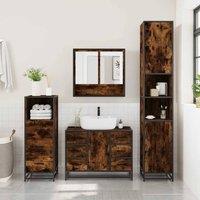 Berkfield Home Durable 3 Piece Bathroom Furniture Set Smoked Oak Engineered Wood in Brown