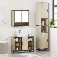 Berkfield Home Durable 3 Piece Bathroom Furniture Set Sonoma Oak Engineered Wood in Light Tan