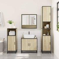 Berkfield Home Durable 3 Piece Bathroom Furniture Set Sonoma Oak Engineered Wood in Light Tan