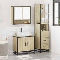 Berkfield Home Durable 3 Piece Bathroom Furniture Set Sonoma Oak Engineered Wood in Light Oak