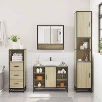 Berkfield Home Durable 3 Piece Bathroom Furniture Set Sonoma Oak Engineered Wood in Tan