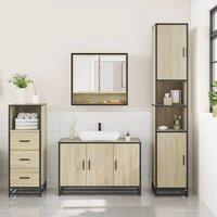 Berkfield Home Durable 3 Piece Bathroom Furniture Set Sonoma Oak Engineered Wood in Tan