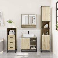 Berkfield Home Durable 3 Piece Bathroom Furniture Set Sonoma Oak Engineered Wood in Tan