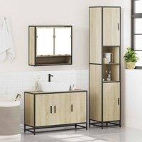 Berkfield Home Durable 3 Piece Bathroom Furniture Set Sonoma Oak Engineered Wood in Brown