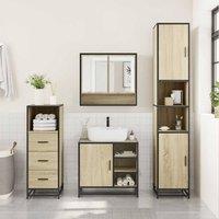 Berkfield Home Durable 3 Piece Bathroom Furniture Set Sonoma Oak Engineered Wood in Light Tan