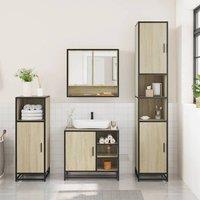 Berkfield Home Durable 3 Piece Bathroom Furniture Set Sonoma Oak Engineered Wood in Light Brown