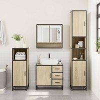 Berkfield Home Durable 3 Piece Bathroom Furniture Set Sonoma Oak Engineered Wood in Light Tan