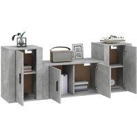 Berkfield Home Classic 3 Piece TV Cabinet Set Concrete Grey Engineered Wood