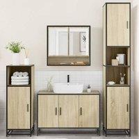 Berkfield Home Durable 4 Piece Bathroom Furniture Set Sonoma Oak Engineered Wood in Tan