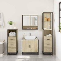 Berkfield Home Durable 4 Piece Bathroom Furniture Set Sonoma Oak Engineered Wood in Brown