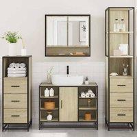 Berkfield Home Durable 4 Piece Bathroom Furniture Set Sonoma Oak Engineered Wood