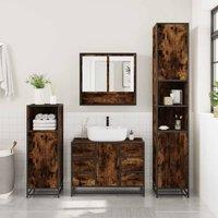 Berkfield Home Durable 4 Piece Bathroom Furniture Set Smoked Oak Engineered Wood in Brown