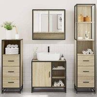Berkfield Home Durable 4 Piece Bathroom Furniture Set Sonoma Oak Engineered Wood