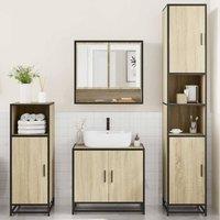 Berkfield Home Durable 4 Piece Bathroom Furniture Set Sonoma Oak Engineered Wood in Light Brown