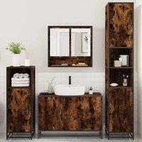 Berkfield Home Durable 4 Piece Bathroom Furniture Set Smoked Oak Engineered Wood in Brown
