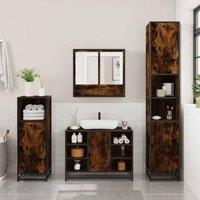 Berkfield Home Durable 4 Piece Bathroom Furniture Set Smoked Oak Engineered Wood in Brown