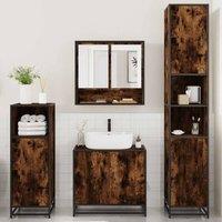 Berkfield Home Durable 4 Piece Bathroom Furniture Set Smoked Oak Engineered Wood in Brown