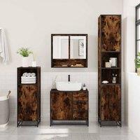 Berkfield Home Durable 4 Piece Bathroom Furniture Set Smoked Oak Engineered Wood in Brown