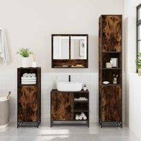 Berkfield Home Durable 4 Piece Bathroom Furniture Set Smoked Oak Engineered Wood in Brown