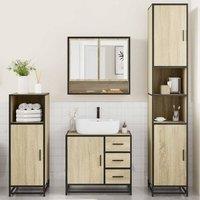 Berkfield Home Durable 4 Piece Bathroom Furniture Set Sonoma Oak Engineered Wood in Tan