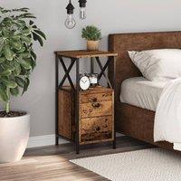 Berkfield Home Modern Bedside Cabinet Old Wood 34x35.5x70 cm Engineered Wood in Brown