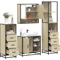 Berkfield Home 4 Piece Bathroom Furniture Set Sonoma Oak Engineered Wood